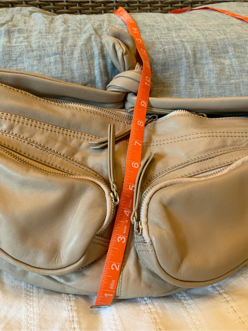 Free People Kaia Soft Cream Leather Sling Crossbody Bag with Knot Detail - Picture 8 of 10